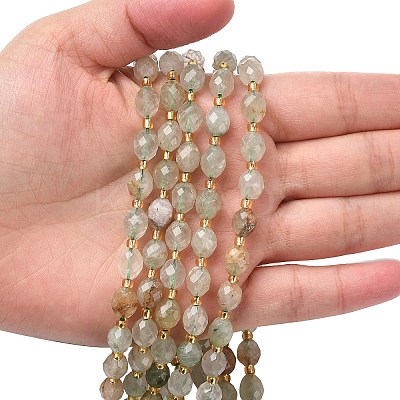 Natural Green Rutilated Quartz Beads Strands G-F809-A05-01-1