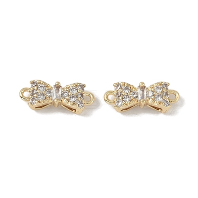 Brass Micro Pave Clear Cubic Zirconia Connector Charms KK-S367-21A-1