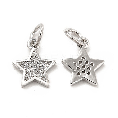 Brass Micro Pave Cubic Zirconia Charms KK-E068-VB247-1