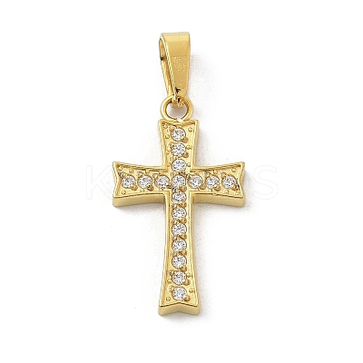 Ion Plating(IP) 304 Stainless Steel Micro Pave Cubic Zirconia Pendants STAS-Z107-08G-04-1