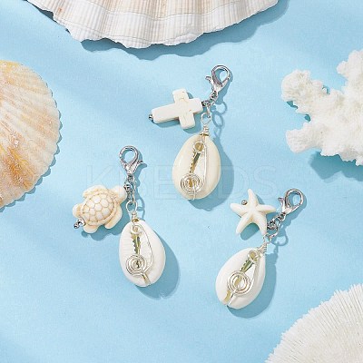 Natural Mixed Cowrie Shell Pendant Decorations HJEW-JM02922-02-1