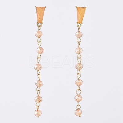 Electroplate Glass Dangle Stud Earrings EJEW-JE04017-03-1