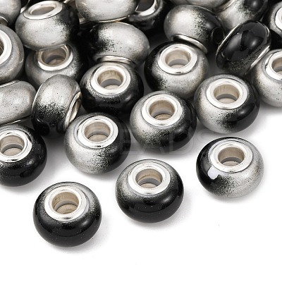 Two Tone Opaque Resin Rondelle European Beads RESI-Z046-02H-1