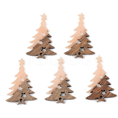 Opaque Resin & Walnut Wood Pendants RESI-S389-018A-C02-1