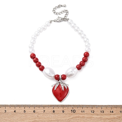 Strawberry Brass Micro Pave Clear Cubic Zirconia Charm Bracelets BJEW-G740-04P-1