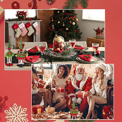 4 Sets 2 Style Christmas Wine Bottle Cover Pleuche Decoration AJEW-GF0007-18-1