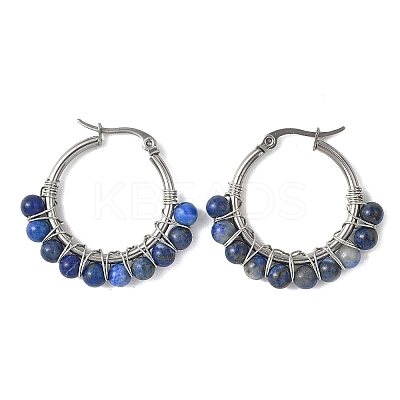 Mixed Stone Round Hoop Earrings EJEW-JE06695-1
