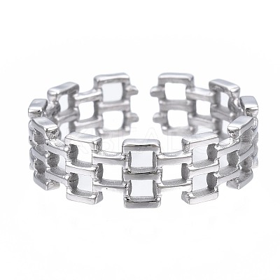 Non-Tarnish 304 Stainless Steel Square Open Cuff Ring RJEW-T023-15P-1