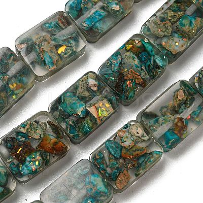 Dyed Natural Imperial Jasper with Resin Beads Strands G-G083-F01-01-1
