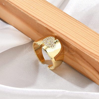 Rack Plating Brass Micro Pave Clear Cubic Zirconia Cuff Rings for Women RJEW-M028-113G-1