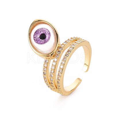 Brass Micro Pave Cubic Zirconia Wide Band Rings RJEW-S045-127-NR-1