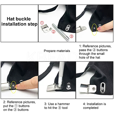 30 Sets Stainless Steel Peaked Cap Adjuster Kits FIND-BC0004-67B-1