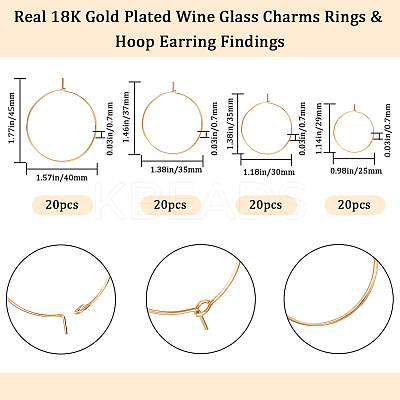 80Pcs 4 Size 316 Surgical Stainless Steel Wine Glass Charms Rings STAS-BBC0003-18-1