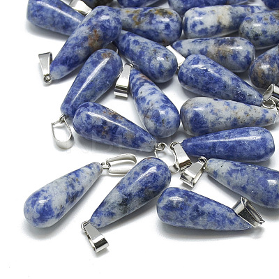 Natural Blue Spot Jasper Pendants G-T081-13-1