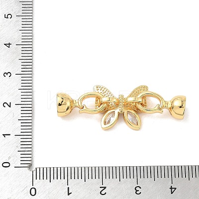 Butterfly Brass Micro Pave Clear Cubic Zirconia Fold Over Clasps KK-U059-28G-1