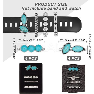8Pcs Synthetic Turquoise Horse Eye Watch Band Charms FIND-NB0003-22-1