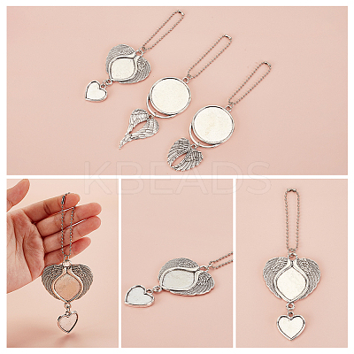 6Pcs 3 Styles Zinc Alloy Heat Transfer Sublimation Blank Pendant Decorations AJEW-GA0007-52-1