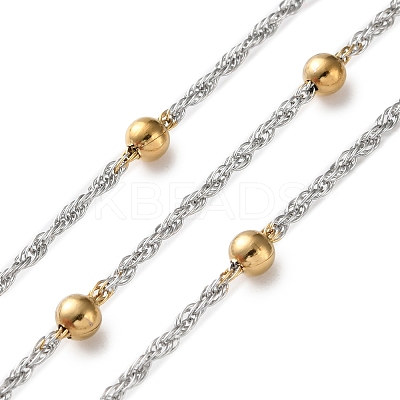 304 Stainless Steel Chains with Beads CHS-F020-12GP-1