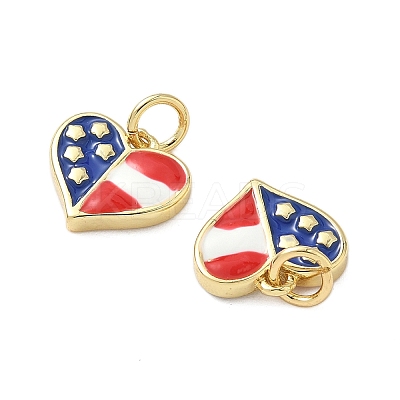 Independence Day Brass Enamel Charms KK-C110-01G-1
