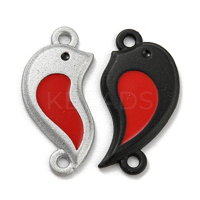 Spray Painted Alloy Couple Heart Connector Charms PALLOY-K018-02-1