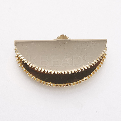 Brass Semi Circle Ribbon Crimp Ends KK-F731-19G-1