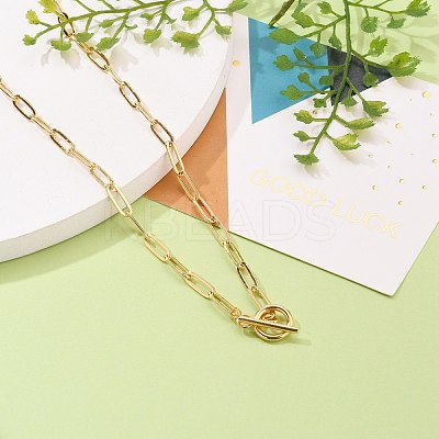 Brass Paperclip Chain Necklaces NJEW-JN03194-1