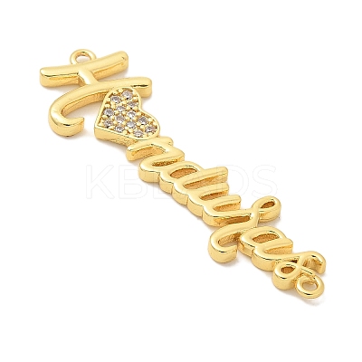 Brass Clear Cubic Zirconia Word Honduras Connector Charms KK-K293-40G-01-1