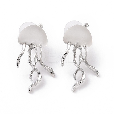 Resin Jellyfish Stud Earrings EJEW-P208-01P-1