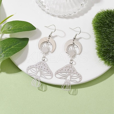 Brass & Stainless Steel Dangle Earrings EJEW-TA00396-1