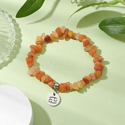 Natural Red Aventurine Chip Beaded Stretch Bracelets BJEW-JB11133-06-1