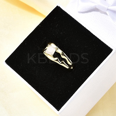Square Brass Cat Eye Cuff Rings RJEW-G344-01G-01-1