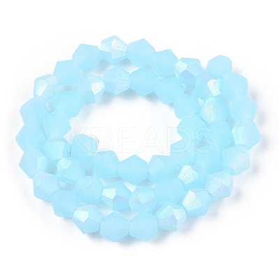 Imitation Jade Bicone Frosted Glass Bead Strands EGLA-A039-J6mm-MB03-1