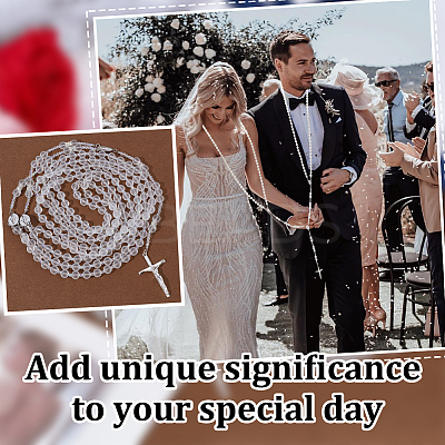 Glass Beads Wedding Rosary Lasso Rope for Wedding HJEW-OC00259-1