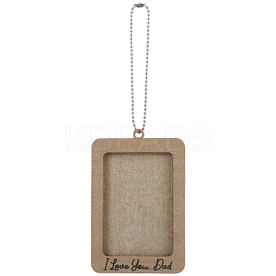 Rectangle with Word I Love You Dad Wood Hanging Photo Frame HJEW-SP0001-19A-1