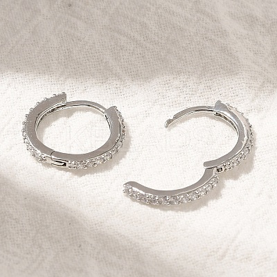 Rack Plating Brass Micro Pave Cubic Zirconia Hoop Earrings EJEW-H143-15P-01-1