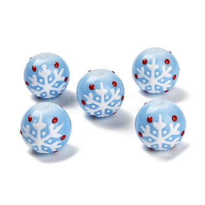 Christmas Theme Baking Paint Glass Beads LAMP-I028-08-1