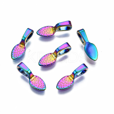 Rainbow Color Alloy Glue-on Flat Pad Bails for Pendant Making PALLOY-N163-097-NR-1