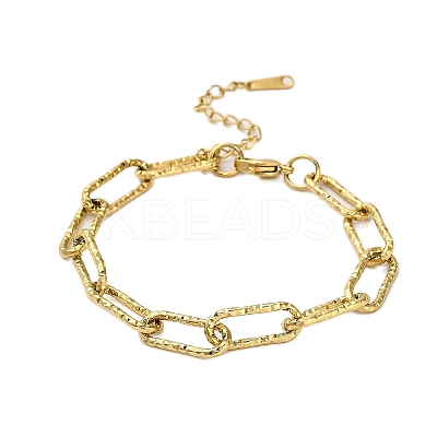 304 Stainless Steel Paperclip Chain Bracelets for Women LS-BJEW-Q040-02G-1