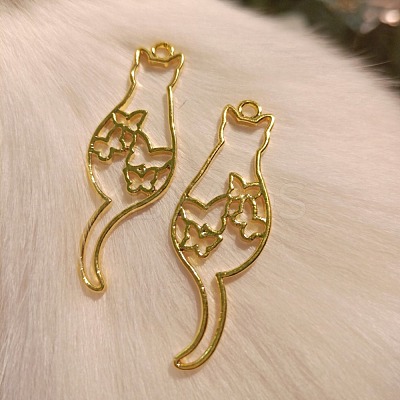 Zinc Alloy Kitten Open Back Bezel Pendants PALLOY-F242-10G-1