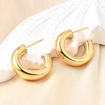 Brass Chunky C-shape Stud Earrings X-EJEW-G297-03C-G-1