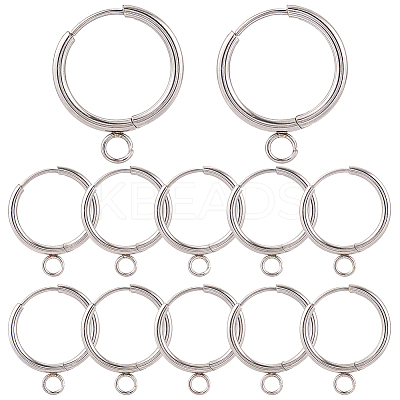 12Pcs 201 Stainless Steel Huggie Hoop Earring Findings STAS-SC0010-30P-1