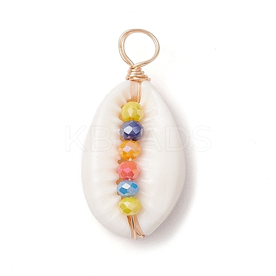 Natural Cowrie Shell Pendants PALLOY-JF02662-03-1