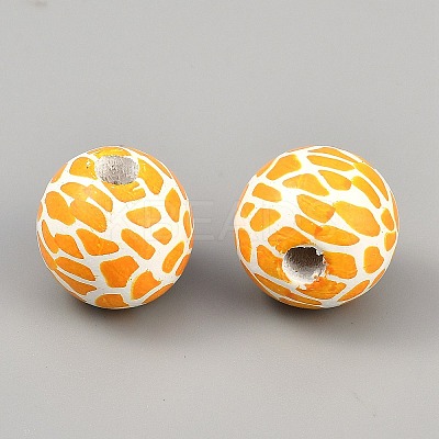 Giraffe Skin Print Wood European Beads WOOD-WH0029-126C-1
