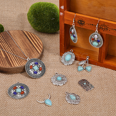 24Pcs 12 Style Synthetic Turquoise Pendants FIND-CA0008-21-1