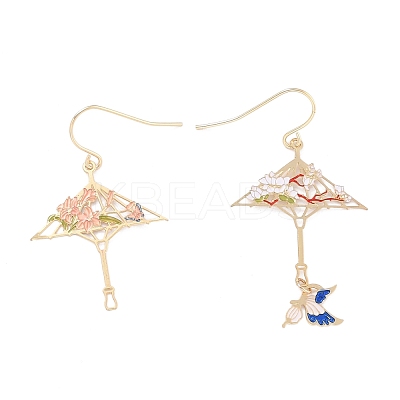 Vintage Umbrella and Butterfly Dangle Earrings for Girl Women Gift EJEW-P266-02LG-1