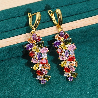 Leaf Brass Cubic Zirconia Pendant Necklaces & Hoop Earrings & Rings Sets FS-WGD46EA-01-1