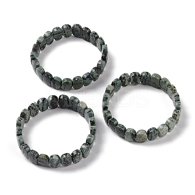 Natural Agate Oval Beaded Stretch Bracelet G-E010-01V-1