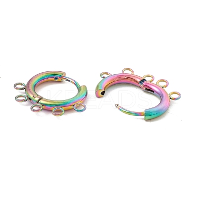 Rainbow Color Ion Plating(IP) 304 Stainless Steel Hoop Earring Findings STAS-D183-01M-1