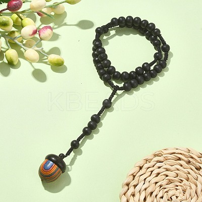 Natural Wood Pine Cone Car Hanging Ornaments HJEW-JM01280-1
