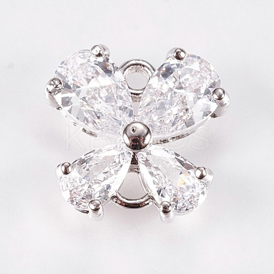 Brass Micro Pave Cubic Zirconia Links ZIRC-E139-04P-NR-1